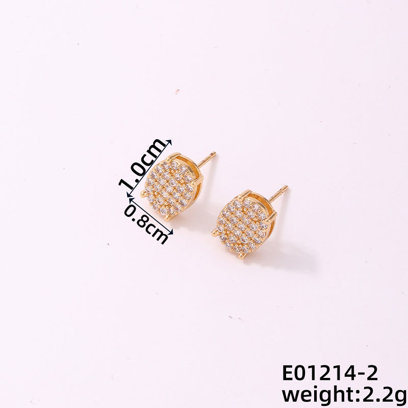 1 Pair Simple Style Geometric Copper Zircon Ear Studs