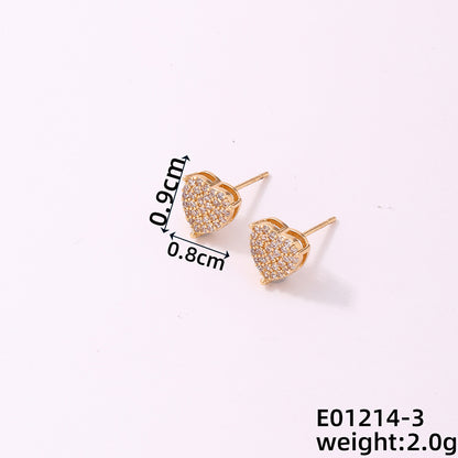 1 Pair Simple Style Geometric Copper Zircon Ear Studs