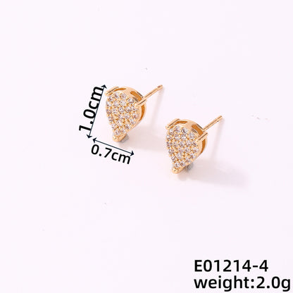 1 Pair Simple Style Geometric Copper Zircon Ear Studs