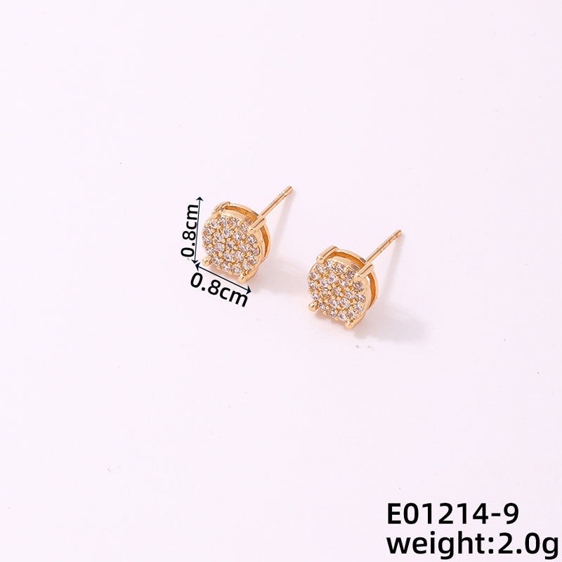 1 Pair Simple Style Geometric Copper Zircon Ear Studs