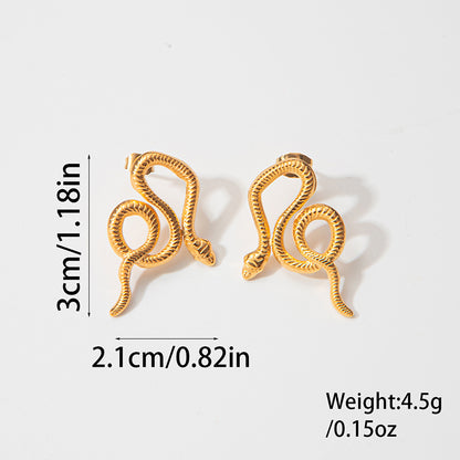 1 Pair Elegant Simple Style Snake Plating Stainless Steel Gold Plated Ear Studs