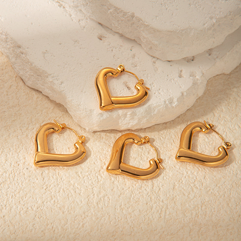 1 Pair Elegant Romantic Heart Shape Plating Stainless Steel Gold Plated Earrings