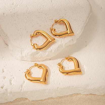 1 Pair Elegant Romantic Heart Shape Plating Stainless Steel Gold Plated Earrings