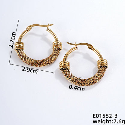 1 Pair Simple Style Geometric Irregular Stainless Steel Hoop Earrings