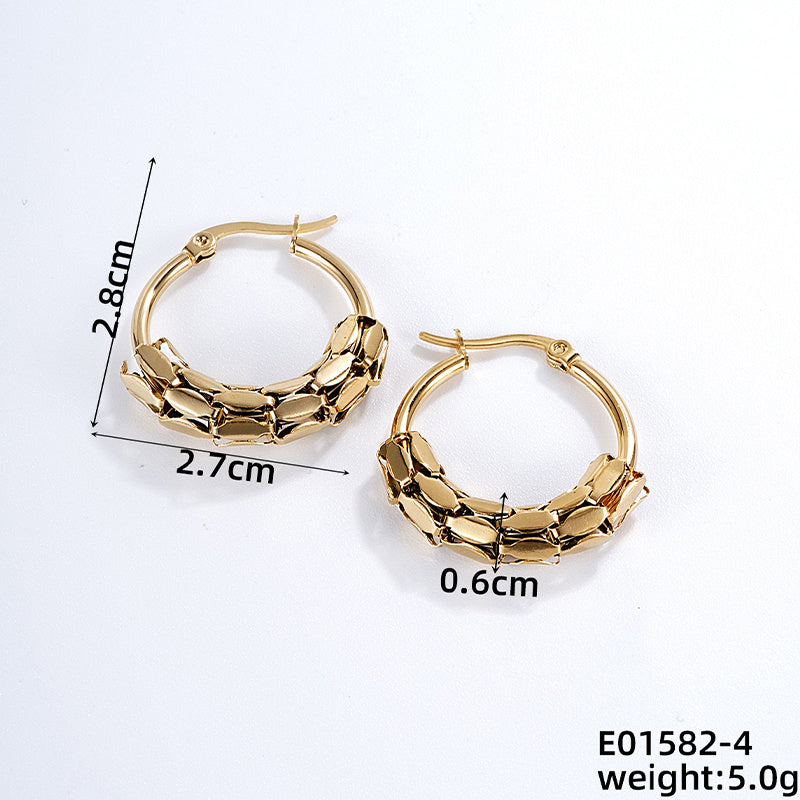 1 Pair Simple Style Geometric Irregular Stainless Steel Hoop Earrings