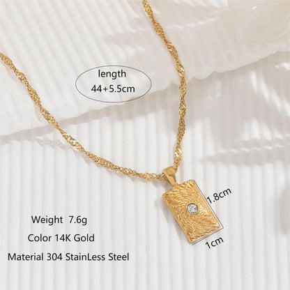 Ig Style Elegant Eye Stainless Steel Plating Turquoise Zircon 14k Gold Plated Pendant Necklace