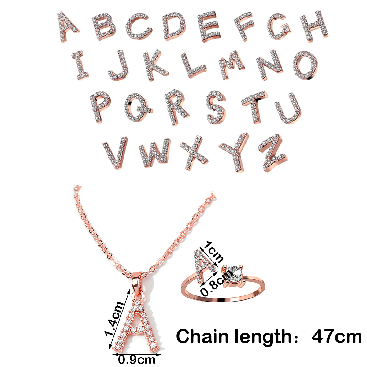 Classic Style Letter Copper Plating Inlay Zircon Rose Gold Plated Gold Plated Silver Plated Jewelry Set