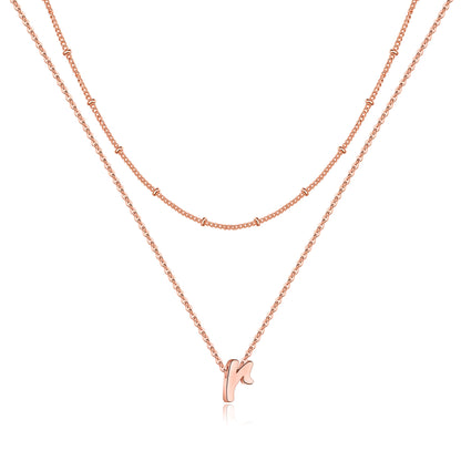 Simple Style Letter Copper Plating 14k Gold Plated Double Layer Necklaces