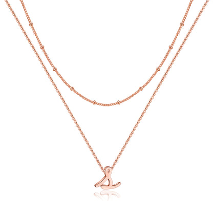 Simple Style Letter Copper Plating 14k Gold Plated Double Layer Necklaces