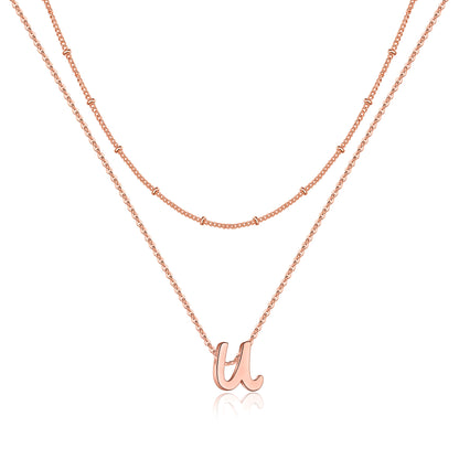 Simple Style Letter Copper Plating 14k Gold Plated Double Layer Necklaces