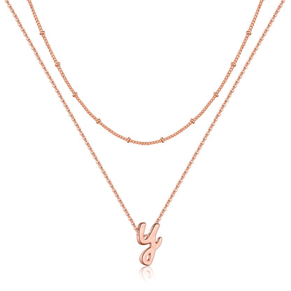 Simple Style Letter Copper Plating 14k Gold Plated Double Layer Necklaces