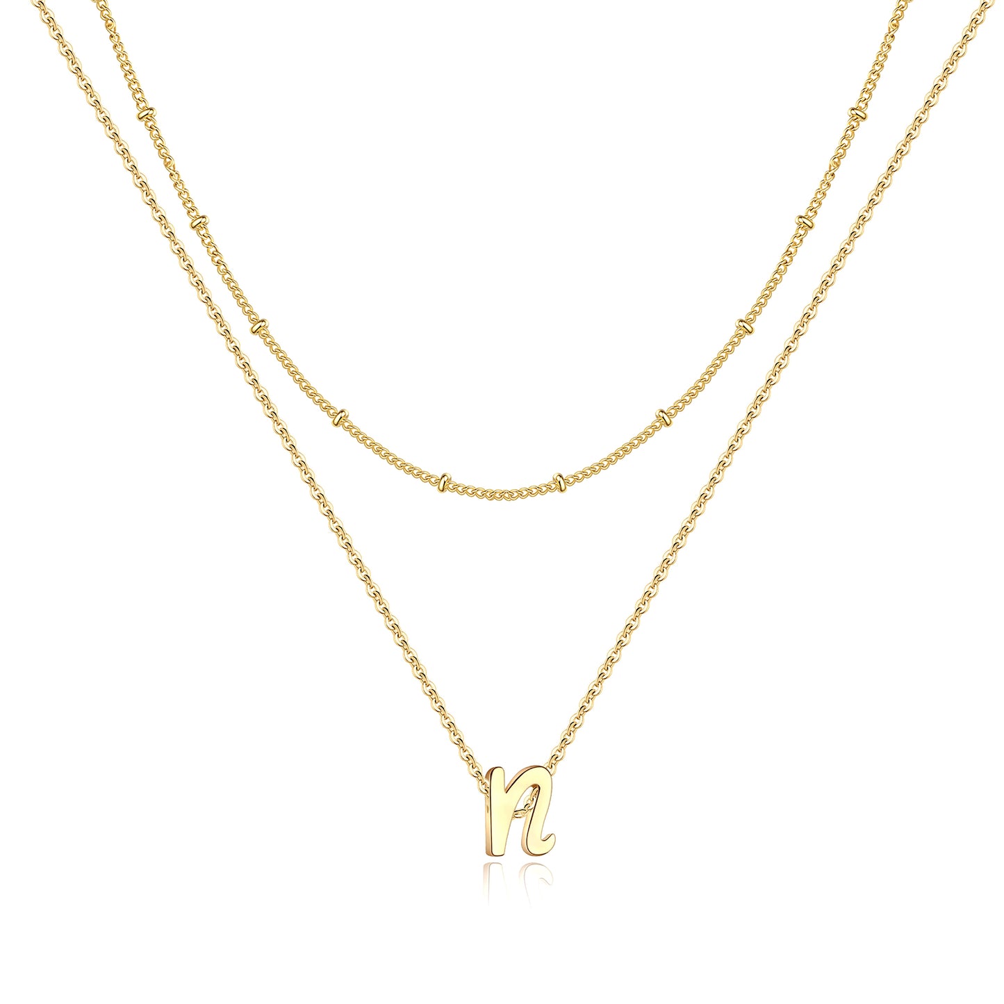 Simple Style Letter Copper Plating 14k Gold Plated Double Layer Necklaces