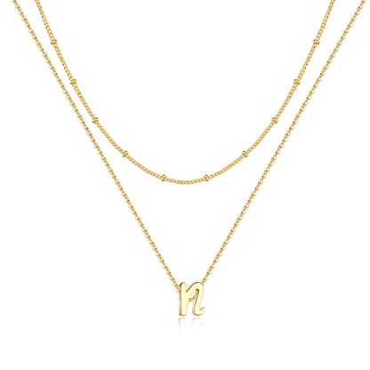 Simple Style Letter Copper Plating 14k Gold Plated Double Layer Necklaces