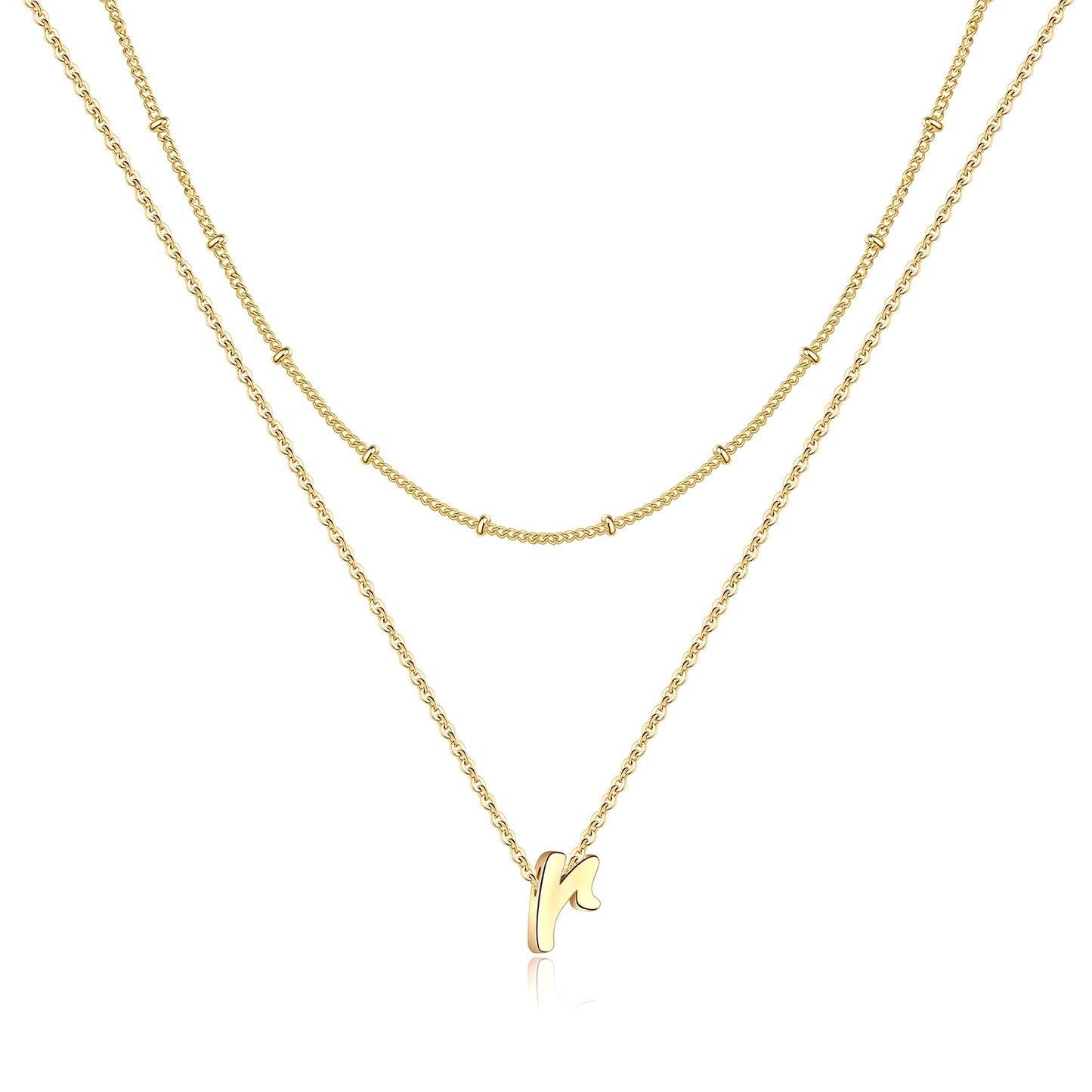 Simple Style Letter Copper Plating 14k Gold Plated Double Layer Necklaces