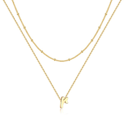 Simple Style Letter Copper Plating 14k Gold Plated Double Layer Necklaces