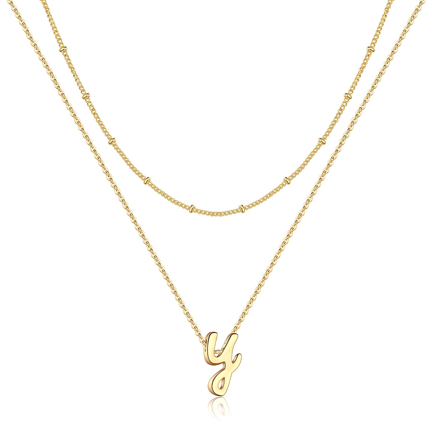 Simple Style Letter Copper Plating 14k Gold Plated Double Layer Necklaces