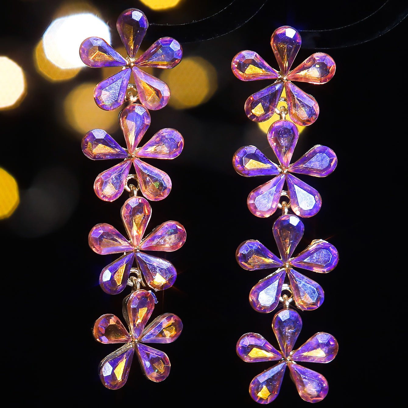 1 Pair Elegant Luxurious Flower Plating Inlay Alloy Rhinestones Zircon Silver Plated Drop Earrings