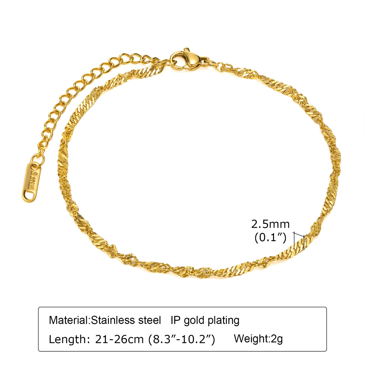 IG Style Vacation Geometric 201 Stainless Steel Plating 18K Gold Plated Women's Anklet