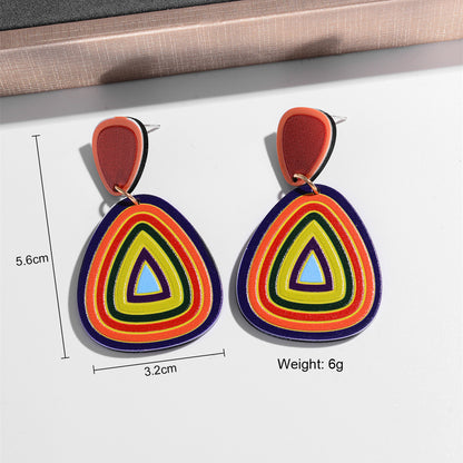 1 Pair Ig Style Simple Style Rainbow Heart Shape Cat Painted Arylic Drop Earrings