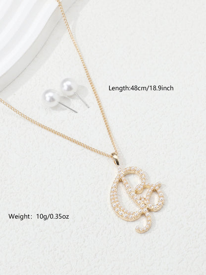 Simple Style Letter Heart Shape Snowflake Copper Plating Inlay Artificial Pearls Gold Plated Jewelry Set