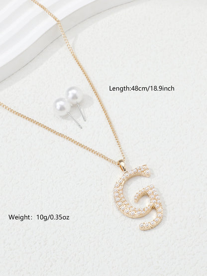 Simple Style Letter Heart Shape Snowflake Copper Plating Inlay Artificial Pearls Gold Plated Jewelry Set