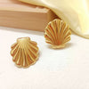 1 Pair Exaggerated Simple Style Scallop Stainless Steel 18k Gold Plated Ear Studs