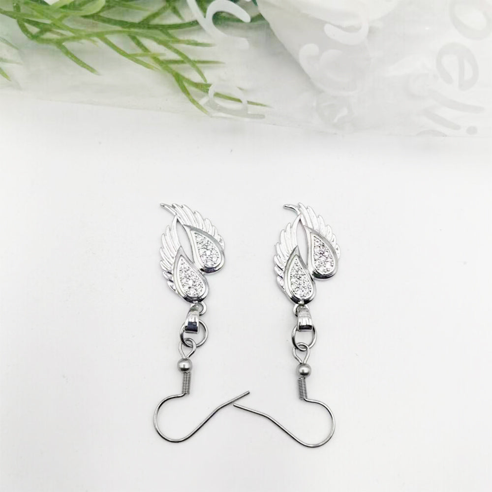 1 Pair Elegant Simple Style Wings Stainless Steel Drop Earrings