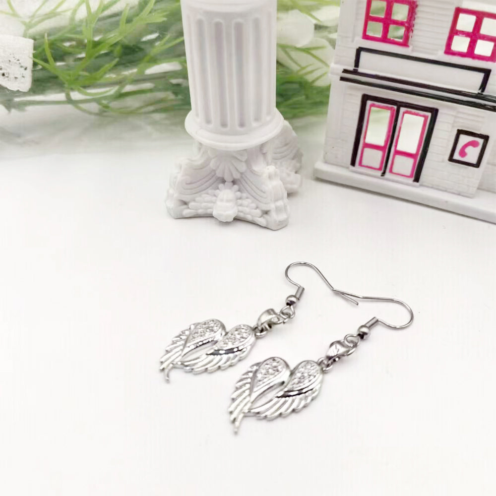 1 Pair Elegant Simple Style Wings Stainless Steel Drop Earrings