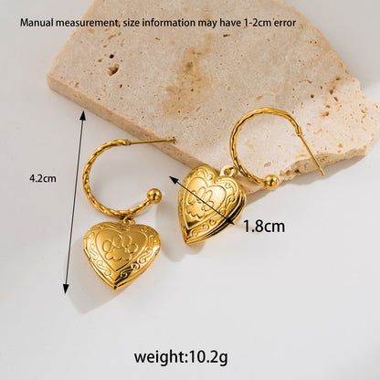 Ig Style Heart Shape Stainless Steel Plating Inlay Zircon 18k Gold Plated Earrings Necklace