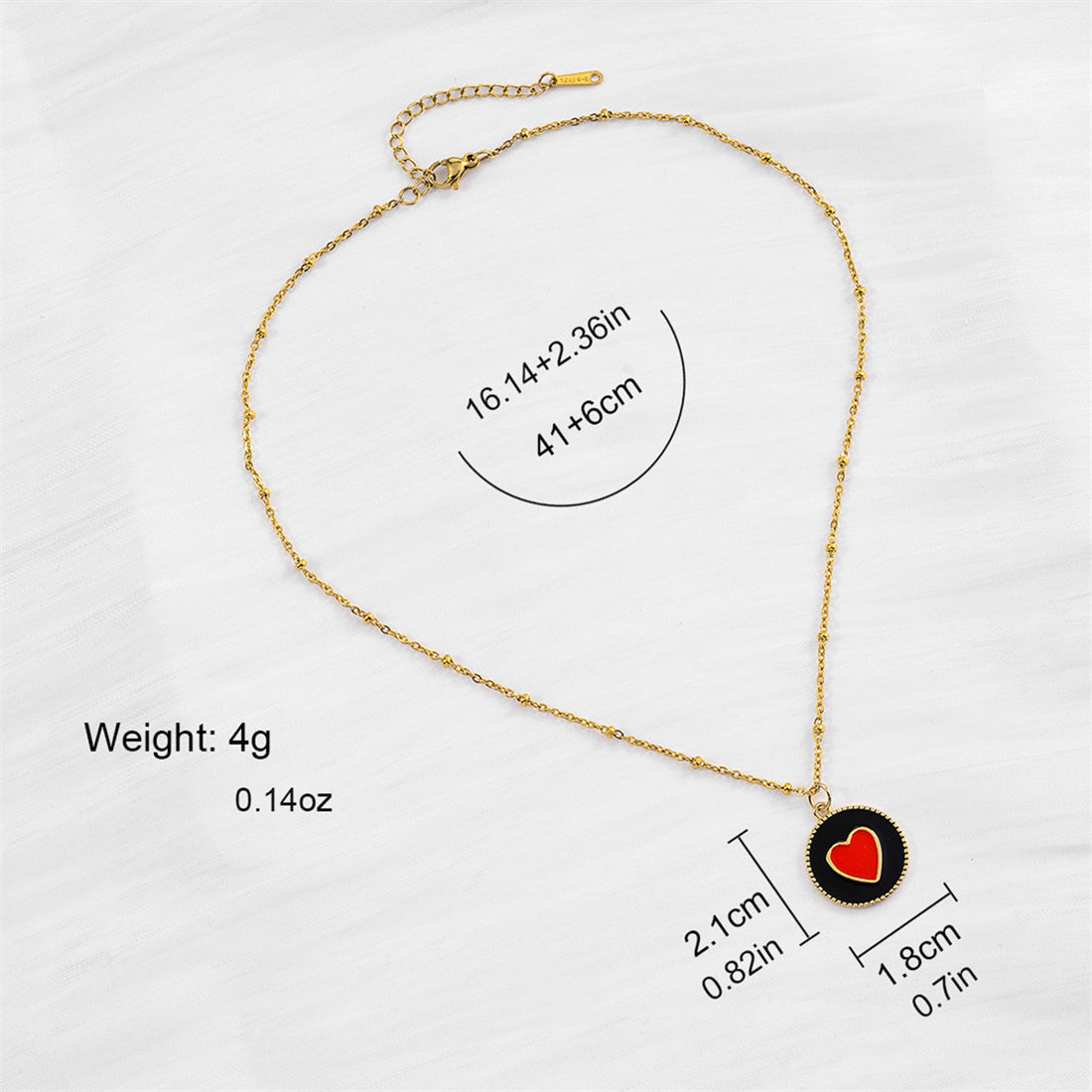 Elegant Sweet Heart Shape Copper Enamel Inlay Zircon 18k Gold Plated Pendant Necklace