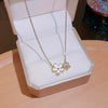 Vintage Style Flower Petal Titanium Steel Plating 18k Gold Plated Pendant Necklace