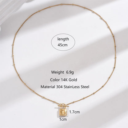 Ig Style Simple Style Lock Stainless Steel Plating Inlay Artificial Pearls Shell 14k Gold Plated Rose Gold Plated Pendant Necklace