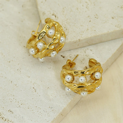 1 Pair Glam Vintage Style Geometric Plating Stainless Steel 18k Gold Plated Earrings