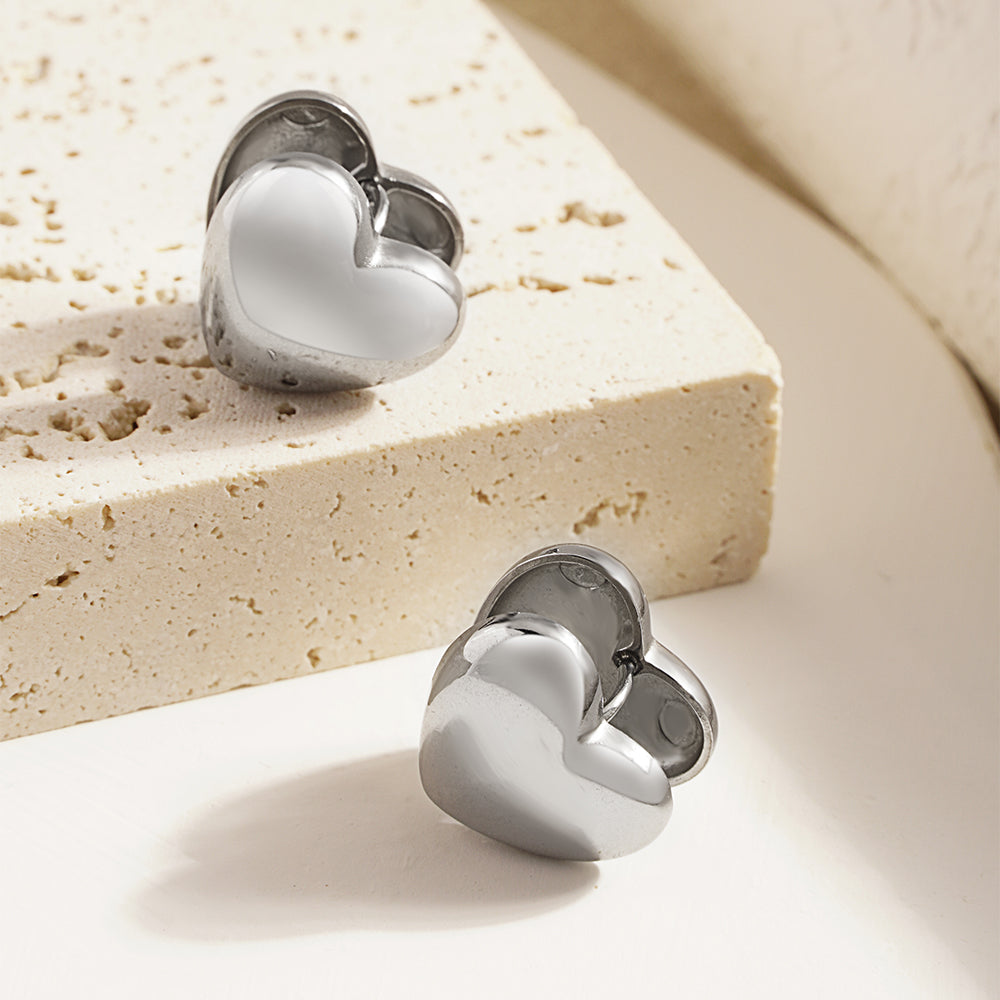 1 Pair IG Style Irregular Heart Shape Shell Plating Stainless Steel Ear Studs