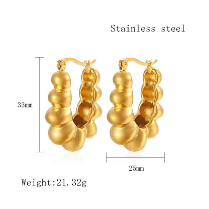 1 Pair Streetwear C Shape Heart Shape Plating Stainless Steel 18k Gold Plated Earrings