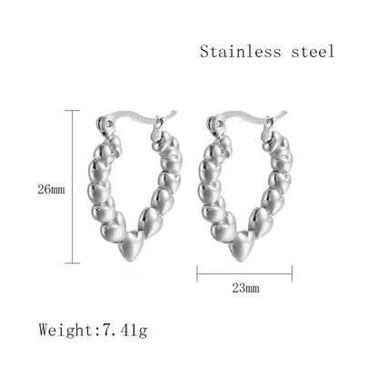 1 Pair Streetwear C Shape Heart Shape Plating Stainless Steel 18k Gold Plated Earrings