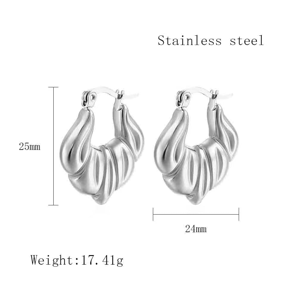 1 Pair Streetwear C Shape Heart Shape Plating Stainless Steel 18k Gold Plated Earrings