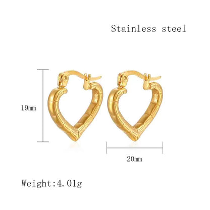 1 Pair Streetwear C Shape Heart Shape Plating Stainless Steel 18k Gold Plated Earrings