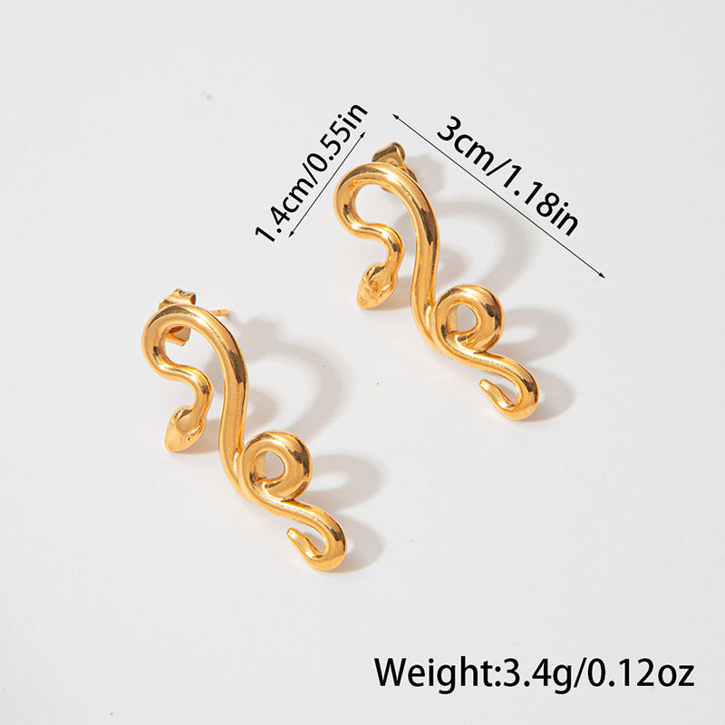 1 Pair Elegant Simple Style Snake Plating Stainless Steel Gold Plated Ear Studs