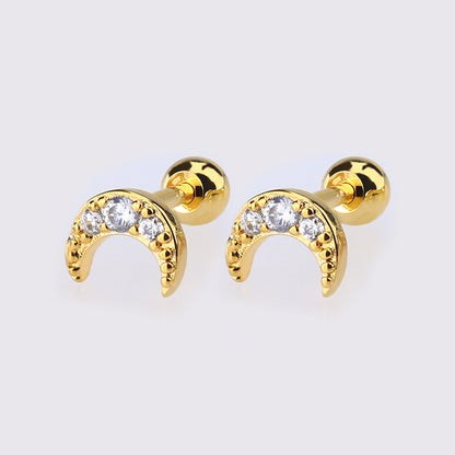 1 Piece Simple Style Star Moon Plating Copper Ear Studs