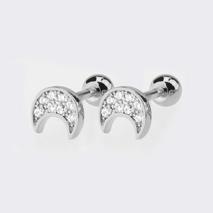 1 Piece Simple Style Star Moon Plating Copper Ear Studs