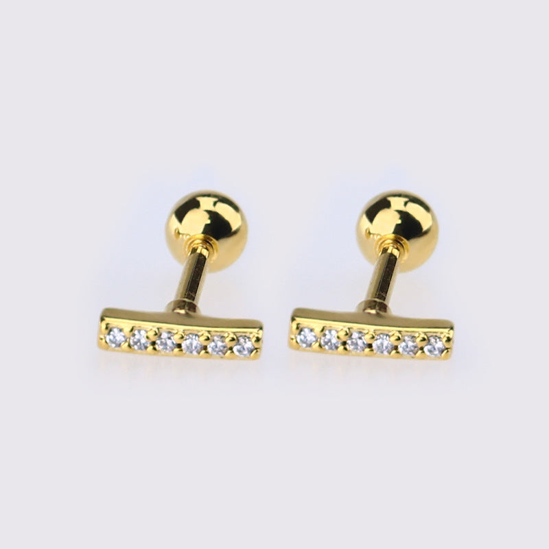 1 Piece Simple Style Star Moon Plating Copper Ear Studs