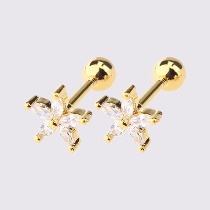 1 Piece Simple Style Star Moon Plating Copper Ear Studs