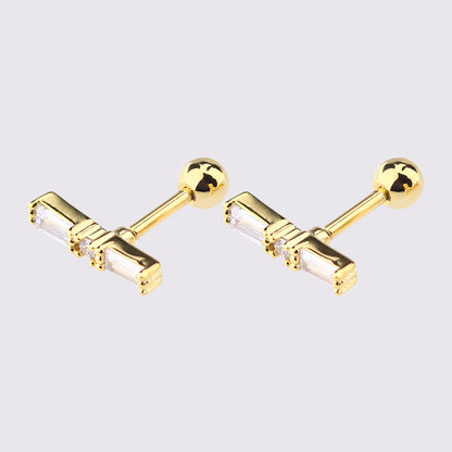 1 Piece Simple Style Star Moon Plating Copper Ear Studs