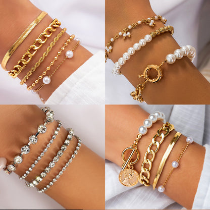 Lady Heart Shape Imitation Pearl Alloy Wholesale Bracelets