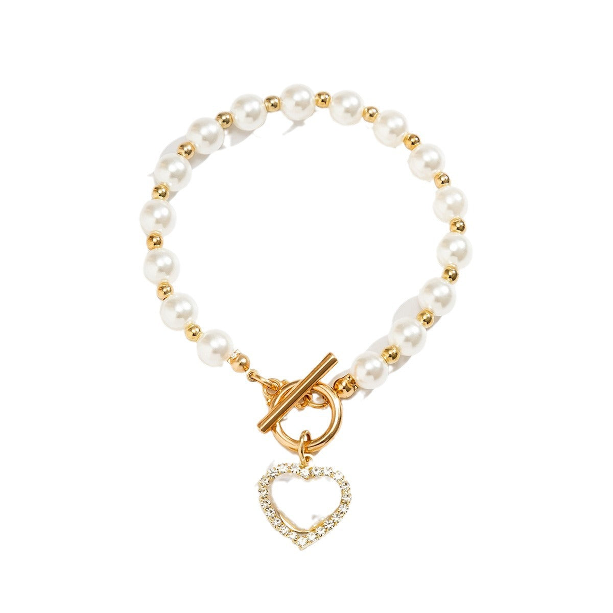 Lady Heart Shape Imitation Pearl Alloy Wholesale Bracelets