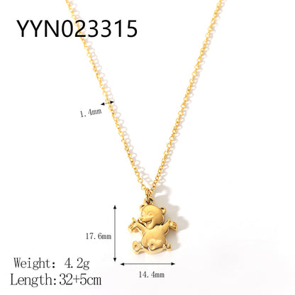 Cute Animal Stainless Steel Polishing Plating Metal 18k Gold Plated Pendant Necklace