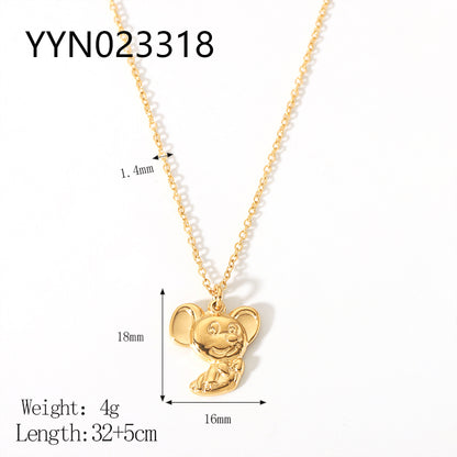 Cute Animal Stainless Steel Polishing Plating Metal 18k Gold Plated Pendant Necklace