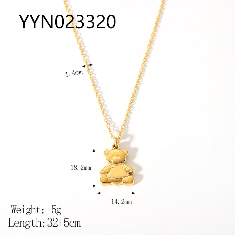 Cute Animal Stainless Steel Polishing Plating Metal 18k Gold Plated Pendant Necklace