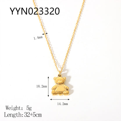 Cute Animal Stainless Steel Polishing Plating Metal 18k Gold Plated Pendant Necklace